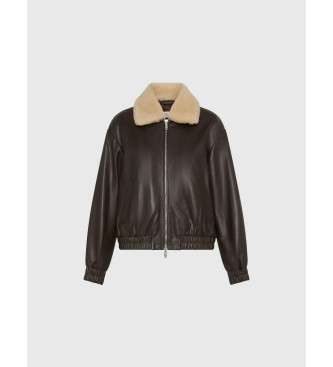 Marella Braune Leder-Bomberjacke von Scandio