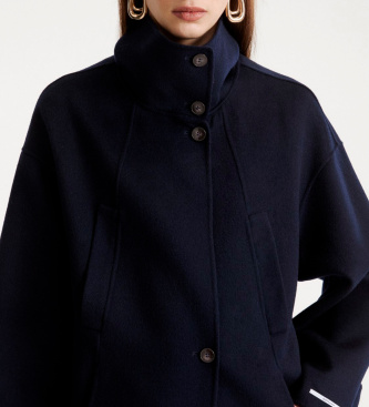 Marella Giacca con mantellina in lana Sancella blu marino