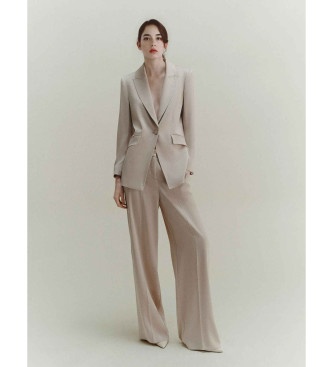 Marella Beige Cognacfarbene Satinjacke