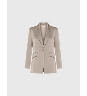 Marella Beige Cognacfarbene Satinjacke