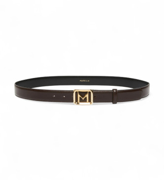 Marella Brown leather belt with gold-coloured buckle