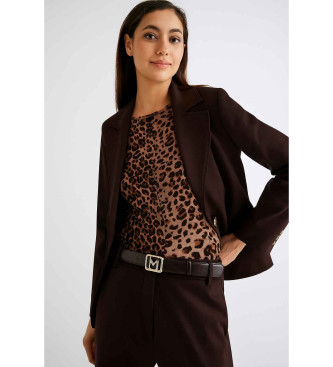 Marella Brown leather belt with gold-coloured buckle