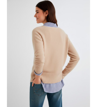 Marella Camisola oversized bege em caxemira Spider