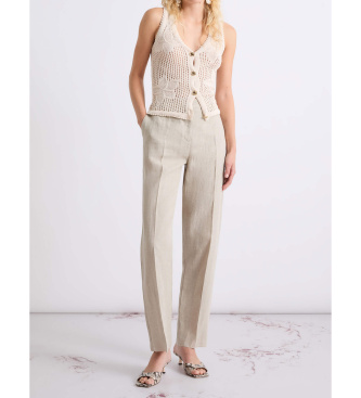 Marella Beige linen chino trousers