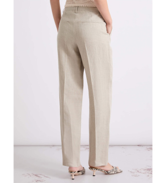 Marella Beige linen chino trousers