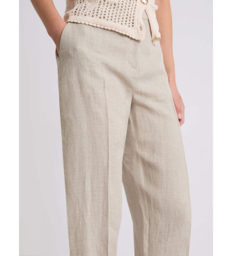 Marella Beige linen chino trousers