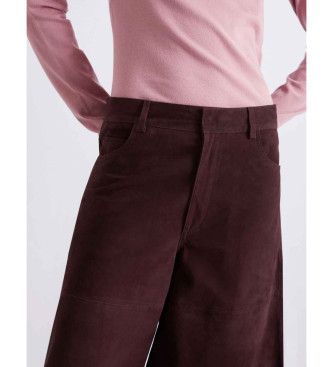 Marella Pantalones en piel Mllscoglio granate