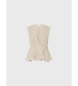 Marella Top senza maniche in lino beige Mllvallo