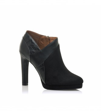 Mariamare Black double textured ankle boots -Heel height 10cm