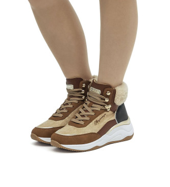 Mariamare Sneakers alte con zeppa marrone
