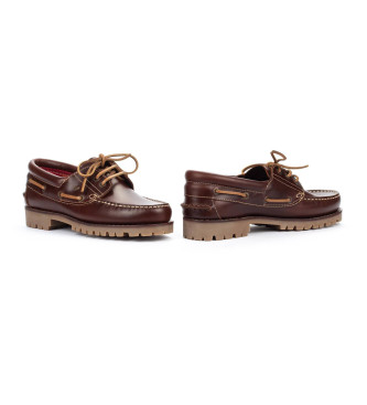 Martinelli Austin reddish brown leather boat shoes