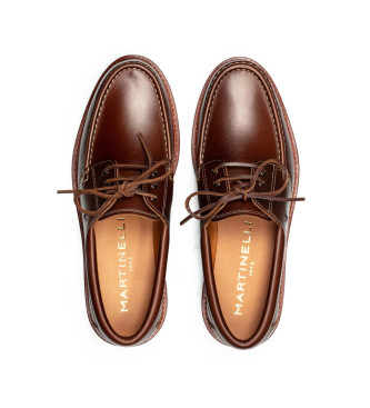 Martinelli Glenmore brown leather boat shoes