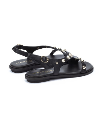 Martinelli Mazzini flat leather sandals with studs black