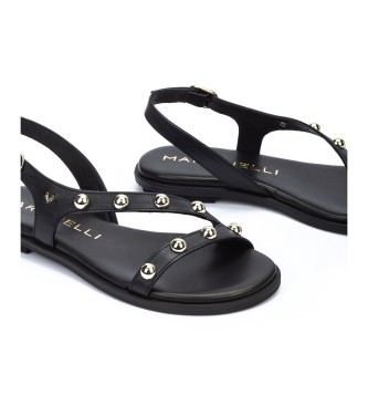 Martinelli Mazzini flat leather sandals with studs black