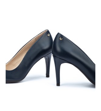 Martinelli Granatowe skórzane buty Thelma - Wysokość obcasa 8,5 cm