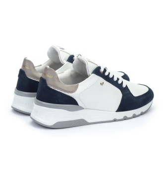 Martinelli Newport lder-sneakers hvid, navy