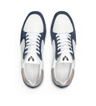 Martinelli Newport lder-sneakers hvid, navy