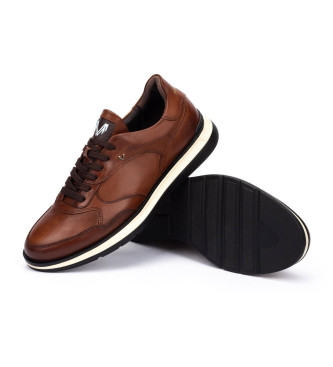 Martinelli Brązowe skórzane trampki Walden