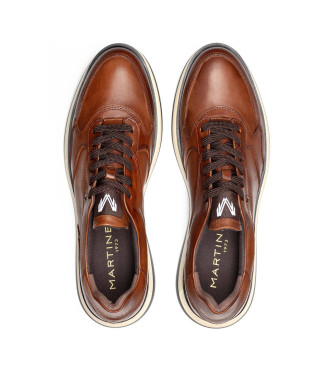 Martinelli Brązowe skórzane trampki Walden