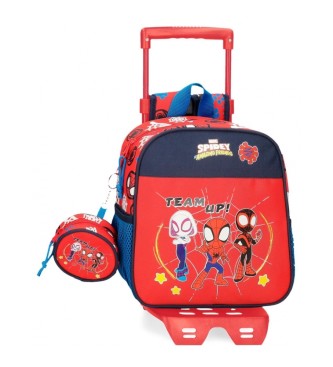 Joumma Bags Spidey and friends pre-school backpack with red trolley