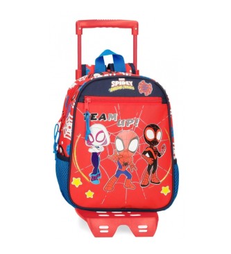 Joumma Bags Spidey and friends Preschool backpack 28cm with red trolley