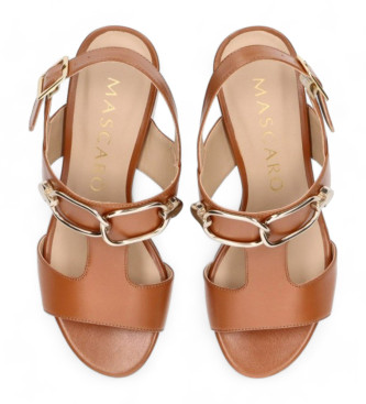Mascar Rimini brown leather sandals with buckle fastenings