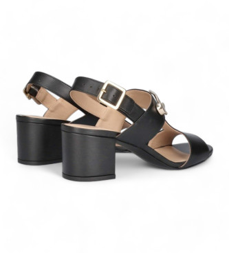 Mascar Rimini usnjeni sandali z zaponkami črni