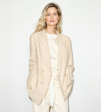 MAX&CO Blazer de franela cruzado Mcocicogna beige