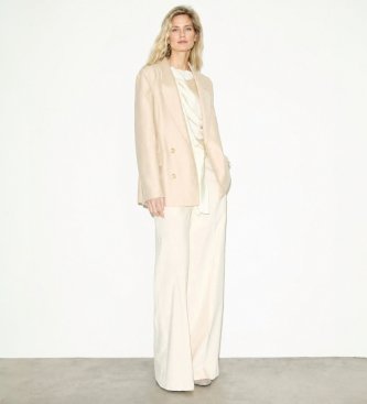 MAX&CO Blazer de franela cruzado Mcocicogna beige