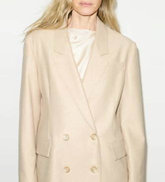 MAX&CO Blazer de franela cruzado Mcocicogna beige