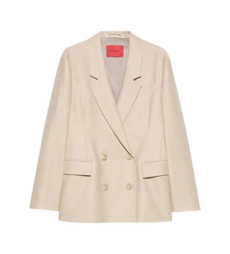MAX&CO Blazer de franela cruzado Mcocicogna beige
