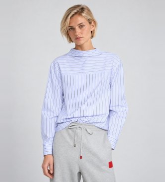 MAX&CO Mcodonata blue cotton poplin blouse