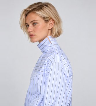 MAX&CO Mcodonata blue cotton poplin blouse