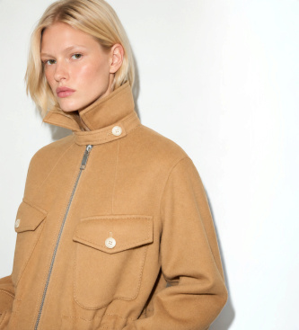 MAX&CO Blazer de franela con cierre cruzado de doble botón Mcocicogna beige
