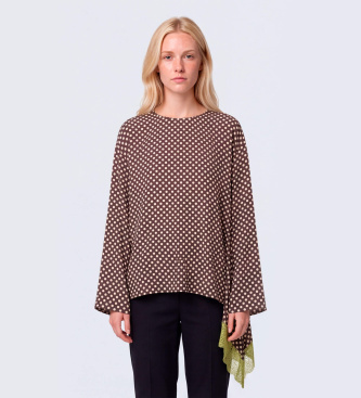 MAX&CO Blouse asymétrique avec bordure en dentelle Mcovacillo marron