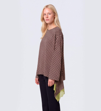 MAX&CO Blouse asymétrique avec bordure en dentelle Mcovacillo marron