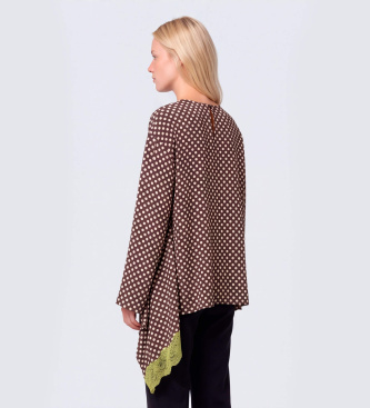 MAX&CO Blouse asymétrique avec bordure en dentelle Mcovacillo marron