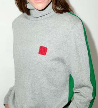MAX&CO Grey Quadro cotton and cashmere sweater