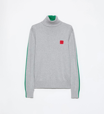 MAX&CO Grey Quadro cotton and cashmere sweater