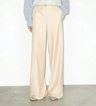 MAX&CO Pantalón Mcoegoista de pernera ancha beige