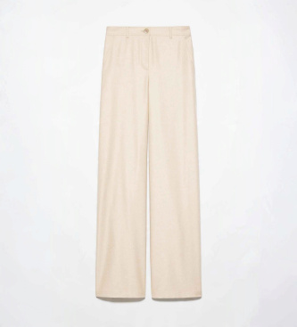 MAX&CO Pantalón Mcoegoista de pernera ancha beige