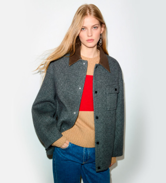 MAX&CO Sobrecamisa de tejido doble en mezcla de lana Mcohackdouble gris