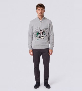 MC2 Saint Barth Maglione in maglia con intarsio e ricamo Monopoly grigio