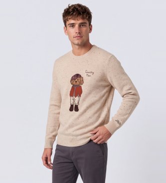 MC2 Saint Barth Maglione in maglia Donegal Grey Heron beige