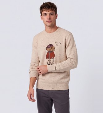 MC2 Saint Barth Maglione in maglia Donegal Grey Heron beige