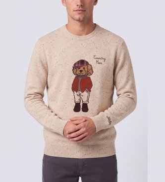 MC2 Saint Barth Maglione in maglia Donegal Grey Heron beige