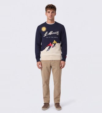 MC2 Saint Barth Maglia Heron ricamata St. Moritz blu marino