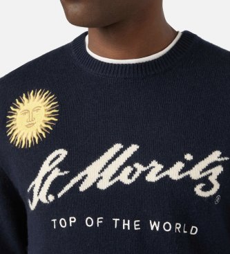 MC2 Saint Barth Maglia Heron ricamata St. Moritz blu marino