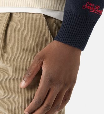 MC2 Saint Barth Maglia Heron ricamata St. Moritz blu marino