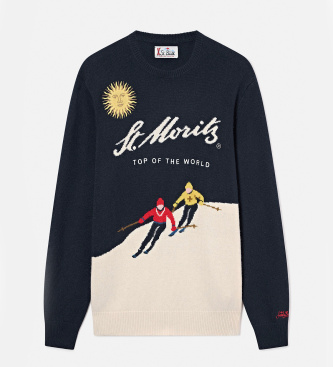 MC2 Saint Barth Maglia Heron ricamata St. Moritz blu marino
